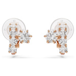 Matrix clip earrings Round cut, White, 18K rose gold plated
